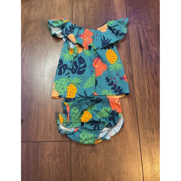 child of mine 0-3 months 2 piece shirt dress set teal green nwt - Picture 4 of 4